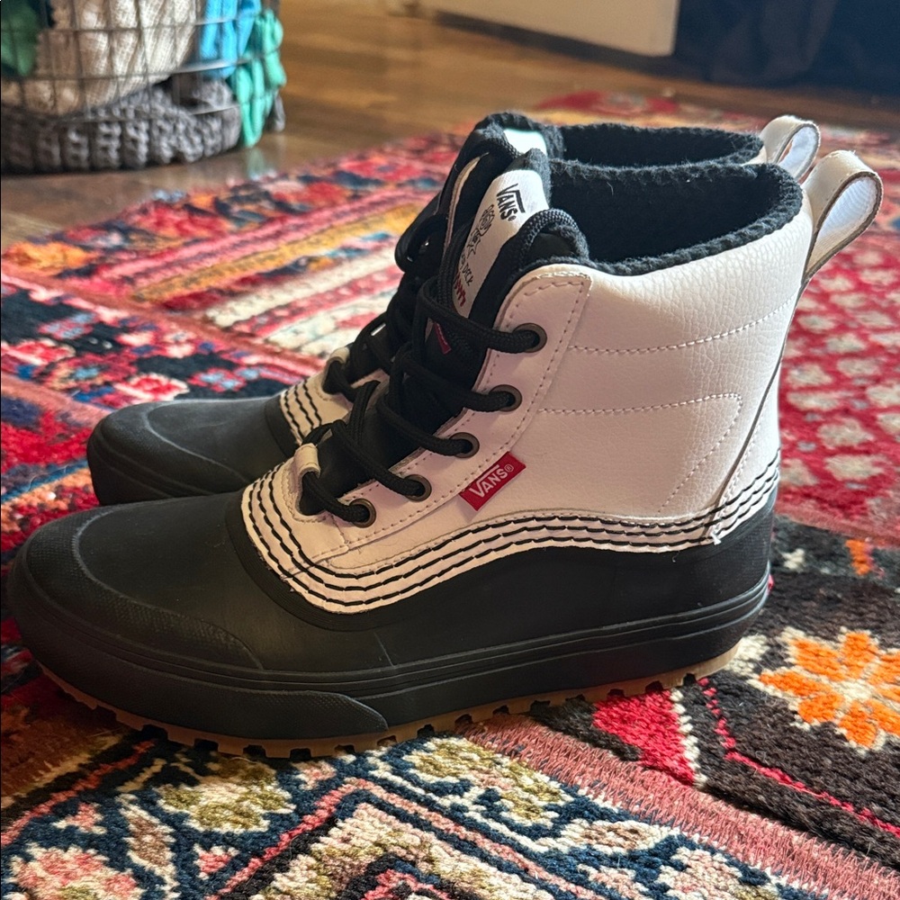 Vans Black and White Lace-Up Boots